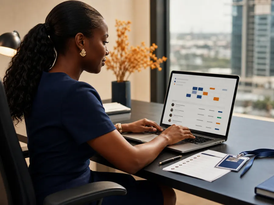 An organizer creating an event on a laptop
